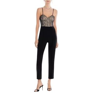 Aqua Lace Bustier Jumpsuit Black Nude Spaghetti Strap Cocktail Party XL